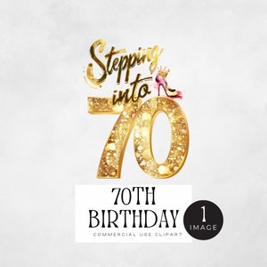 70 jaar png | ENKELE AFBEELDING | Stap in mijn 70e verjaardag Clipart, Seventy & Fabulous-illustraties, afbeeldingen van Birthday Queen, Instant Download