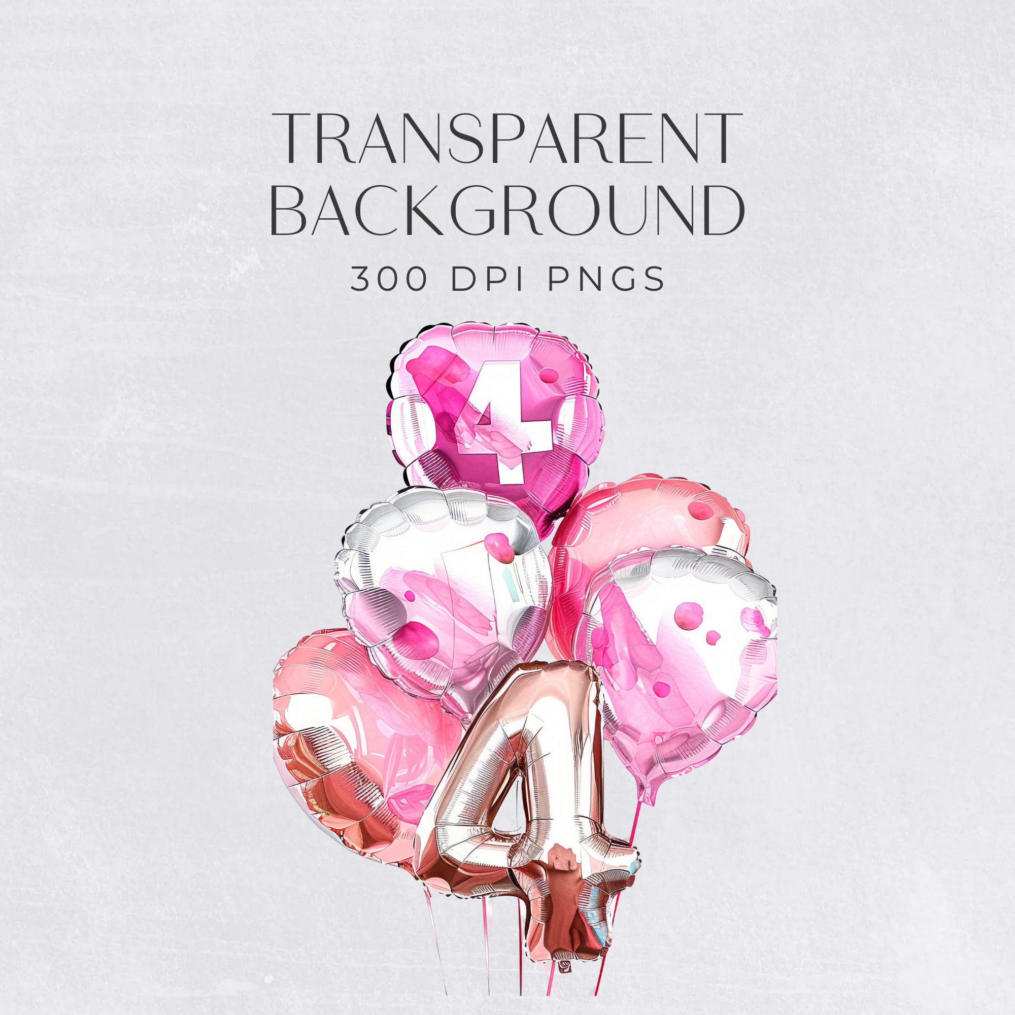 Number Balloon Clipart, Pink Foil Balloons Clip Art, 1, 2, 3, 4, 5, 6