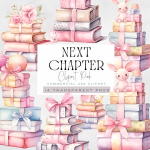 Neues Kapitel Baby Shower Clipart, rosa Storybook Clip Art, Buchthema, Baby-Einladung, kommerzielle Nutzung