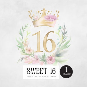 Sweet Sixteen Geburtstag Königin png | EINZELBILD | Geburtstagskind Prinzessin Goldkrone Clipart, 16. Party, in meiner sechzehnten Ära Grafiken,