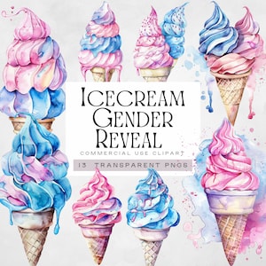 Sorvete Gender Reveal png, imagens rosa ou azul We Love You, What's the Scoop Clipart, Cone Clip Art, Baby Reveal ou Shower Invitation