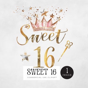 Sweet Sixteen Queen png | EINZELBILD | Birthday Girl Princess Gold Crown Clipart, sechzehnte Party, In meiner sechzehnten Ära, Einladungsgrafiken,