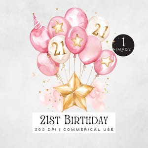 Alles Gute zum 21. Geburtstag png | EINZELBILD | Rosa und Gold-Luftballons, einundzwanzig und fabelhaft, weiblich, 21 und fabelhaft, gealtert bis zur Perfektion