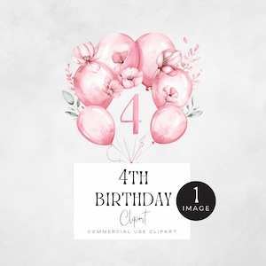 Nummer 4 png, Rosa 4.Geburtstag Clipart | EINZELBILD | Vierter Geburtstag, 4 Jahre alt, vier süße Grafiken, Geburtstagsprinzessin