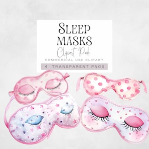 Schlaf Maske Clipart, Aquarell Schlafmaske png, Planer Icons, Pyjama Party Clipart, Spa Tag Grafiken, Sleepover Invite, kommerzielle Nutzung