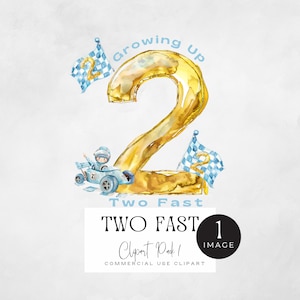 2 Aniversário Rápido Png, | IMAGEM ÚNICA | Clipart de carro de corrida em aquarela, imagem de carro de corrida de segundo aniversário de meninos, gráfico de convite de segunda festa azul