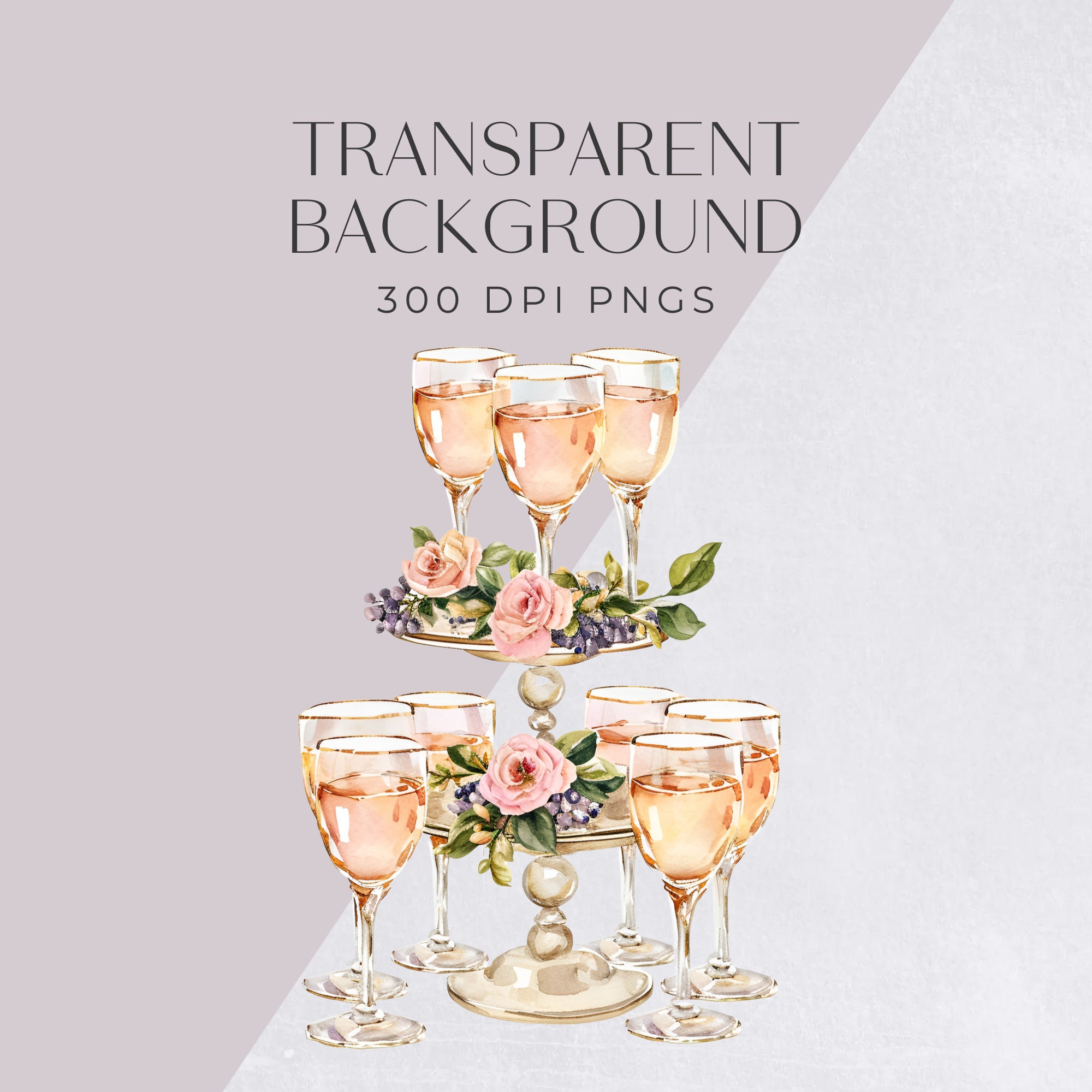 Wedding Champagne Tower Clipart, Champagne Flutes Clip Art, Bar Menu