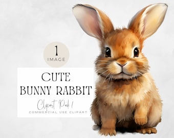 Bunny Clipart Water Color | SINGLE IMAGE | Spring Easter Rabbits, Cute Bunnies, Farm Animal png, Watercolor Graphics, Commercial Use,