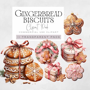 Gingerbread Cookies Clipart Bundle, Adorable Pastel Christmas Cookies & Biscuits, Man, House, Holiday Clipart, Watercolor, Commerical Use,
