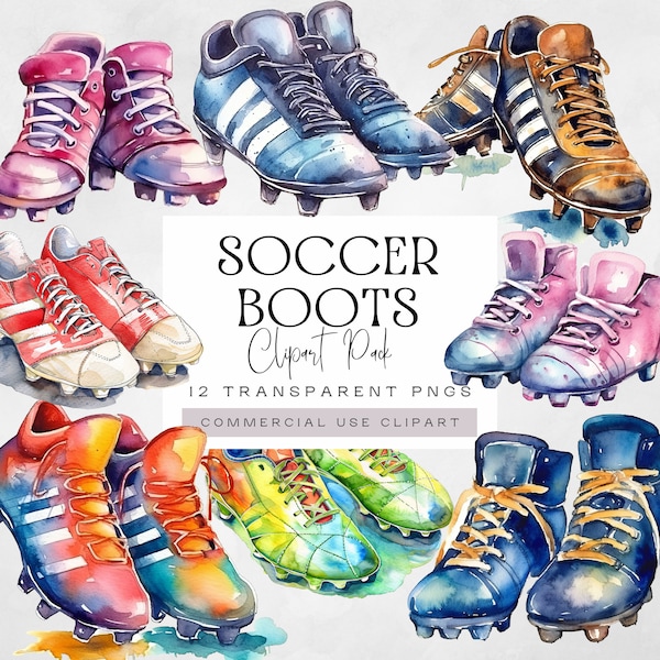 Soccer Shoes Clipart, Football Boots png, Sports Certificate Clipart, Watercolor Graphics, Commercial License,  Printable, Boys Invite png