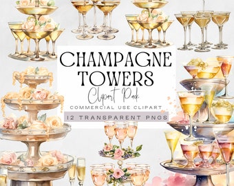 Champagne Tower Clipart, Wedding Champagne Flutes Clip Art, Bar Menu pngs, Engagement Party Invitation Graphics, Birthday Celebration images