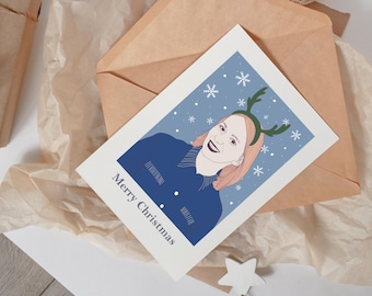 Custom Holiday Card and Portrait, Personalized Printable Christmas Gift