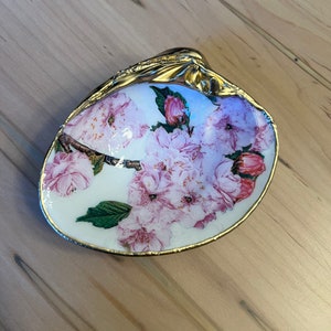 Pink Cherry Blossom Decoupage Shell Large