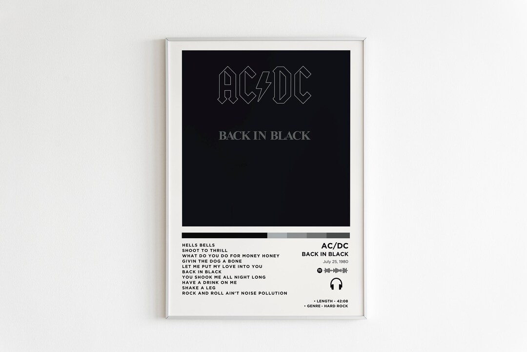 AC/DC Back in Black Album Poster / Album Cover Poster / - Etsy
