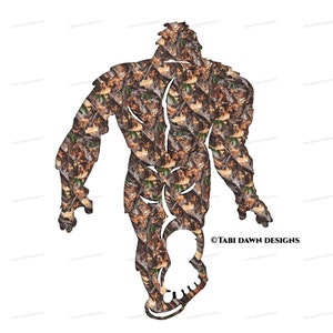 Bigfoot, Sasquatch - Leaf and Branch Pattern, Print to file for Cricut, Silhouette, Sticker, Decal, Vinyl, Pin, Pdf, Png, PSD, JPG