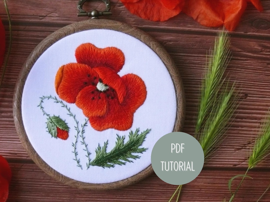 Poppy Embroidery Pattern, Botanical Embroidery Design, Hand Embroidery ...