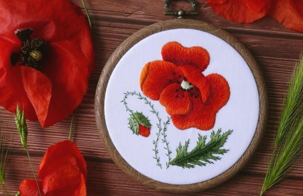 Poppy Embroidery Pattern, Botanical Embroidery Design, Hand Embroidery ...