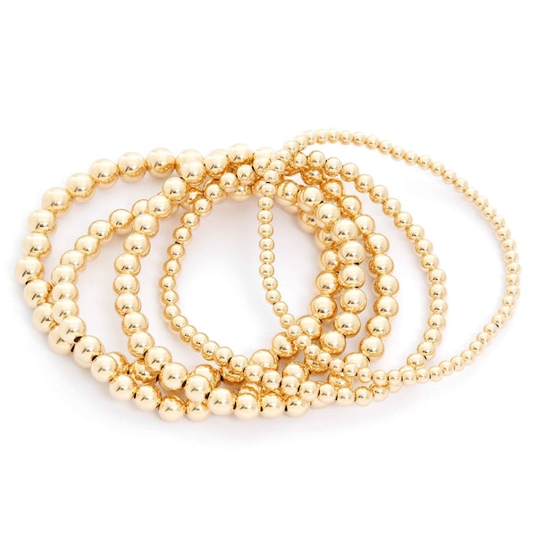 Gold Filled Beaded Bracelets * 14kt Gold Balls * Non-Tarnish * Classic Style * Brilliant * Bead sizes 2mm, 3mm, 4mm, 5mm, 6mm *