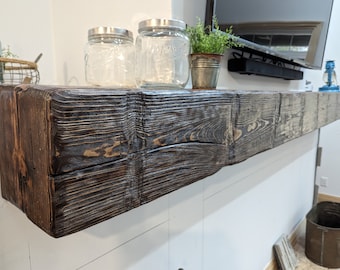 Fireplace Mantel, Farmhouse Decor, Rustic Barnwood Beam, Fireplace Mantel, Floating Mantel, Wood Mantel