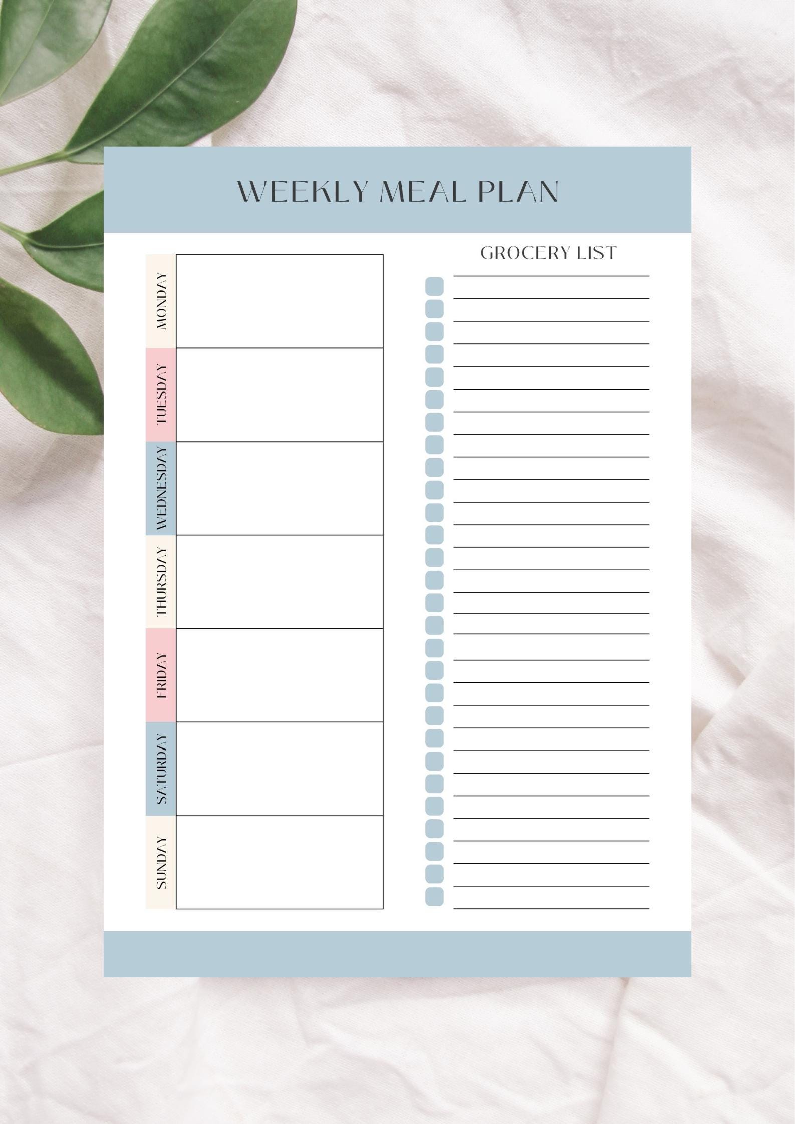 Weekly Meal Planner Printable – A4 PDF | Minimalist Menu Planner ...