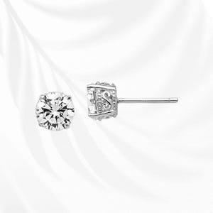 Sterling Silver Rhodium-plated CZ 6.5mm Stud Post Earrings
