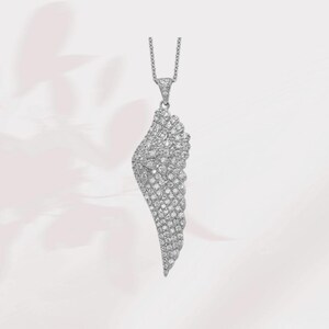 Sterling Silver Rhodium-plated CZ Angel Wing 18 Inch Necklace