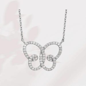 Sterling Silver Rhodium-plated CZ Butterfly 18 Inch Necklace with 2 Inch Extender