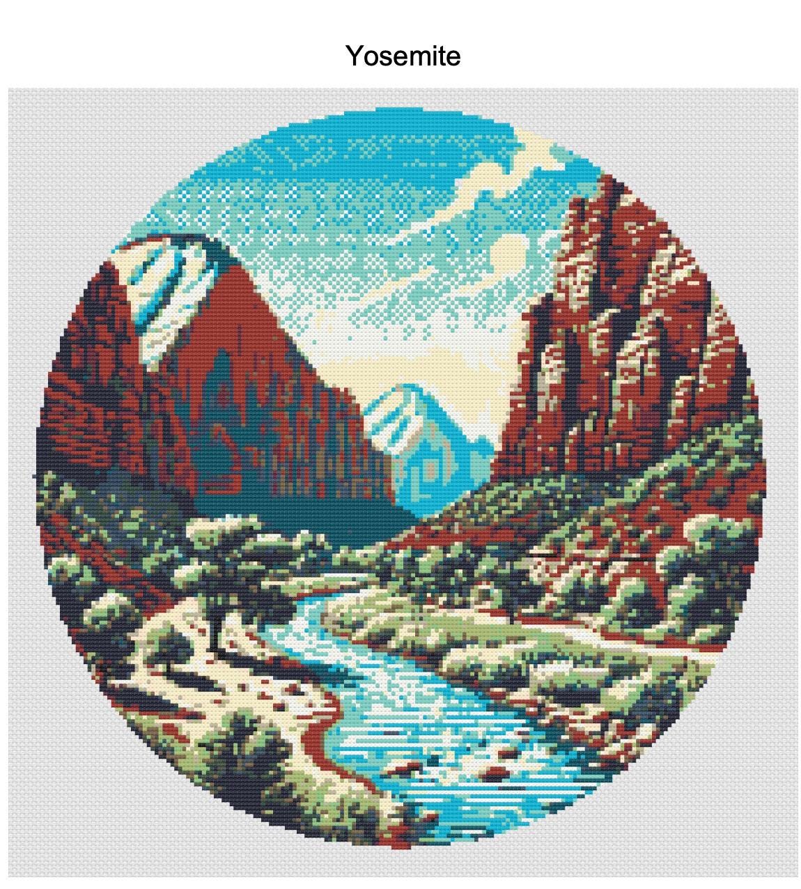Yosemite inspired cross stitch pattern by KindGerman (digital format)