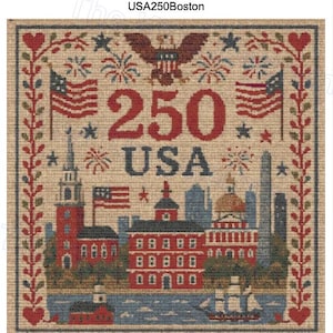 FULL COVERAGE 250 USA Boston cross stitch pattern by KindGerman (digital format)