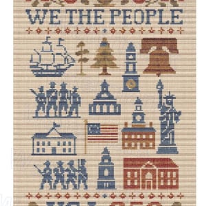 FULL COVERAGE 250 USA We the People cross stitch pattern Full Coverage by KindGerman (digital format)