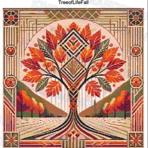 Set of 4 Tree of Life seasons cross stitch pattern by KindGerman (digital format)