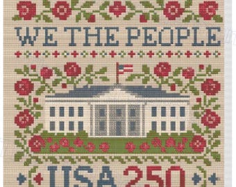 FULL COVERAGE 250 USA White House cross stitch pattern Full Coverage by KindGerman (digital format)