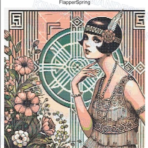 Flapper Girl Spring  cross stitch pattern by KindGerman (digital format)