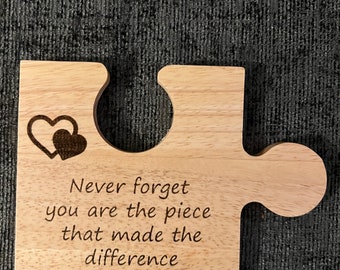 Never forget you are the piece that made the difference Valentine’s Day jigsaw coaster gift