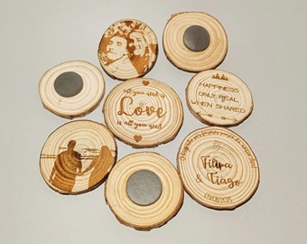 Imanes de madera personalizados | Imanes de nevera personalizados | Foto, WiFi en casa, agradecimiento de boda, mejor papá/mejor mamá, decoración del hogar y regalos perfectos