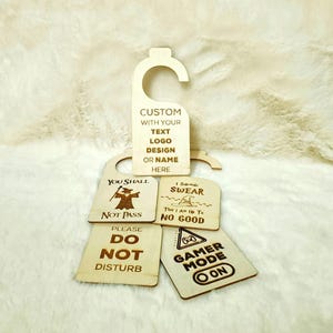 Personalized Wooden Door Hanger – Custom Engraved Door Sign, Do Not Disturb, Office or Bedroom Decor, Funny Gift Idea