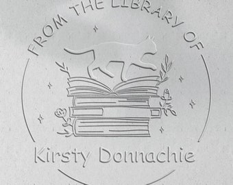 CAT EMBOSSER | library embosser | cat lover gifts | From the Library of | book stamp | Personalized Logo Emboss