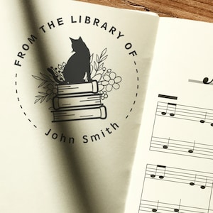 Cat Book Stamp ,Personalized BOOK Stamp ,Cat Embosser ,Cat lover gifts ,Gift for book lover