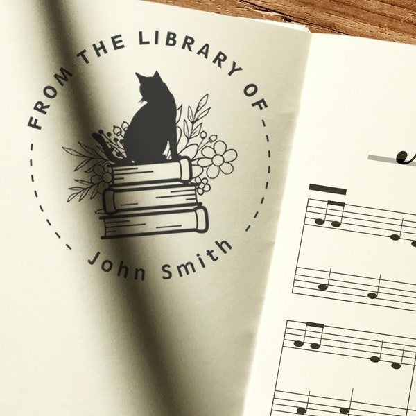 Cat Book Stamp ,Personalized BOOK Stamp ,Cat Embosser ,Cat lover gifts ,Gift for book lover