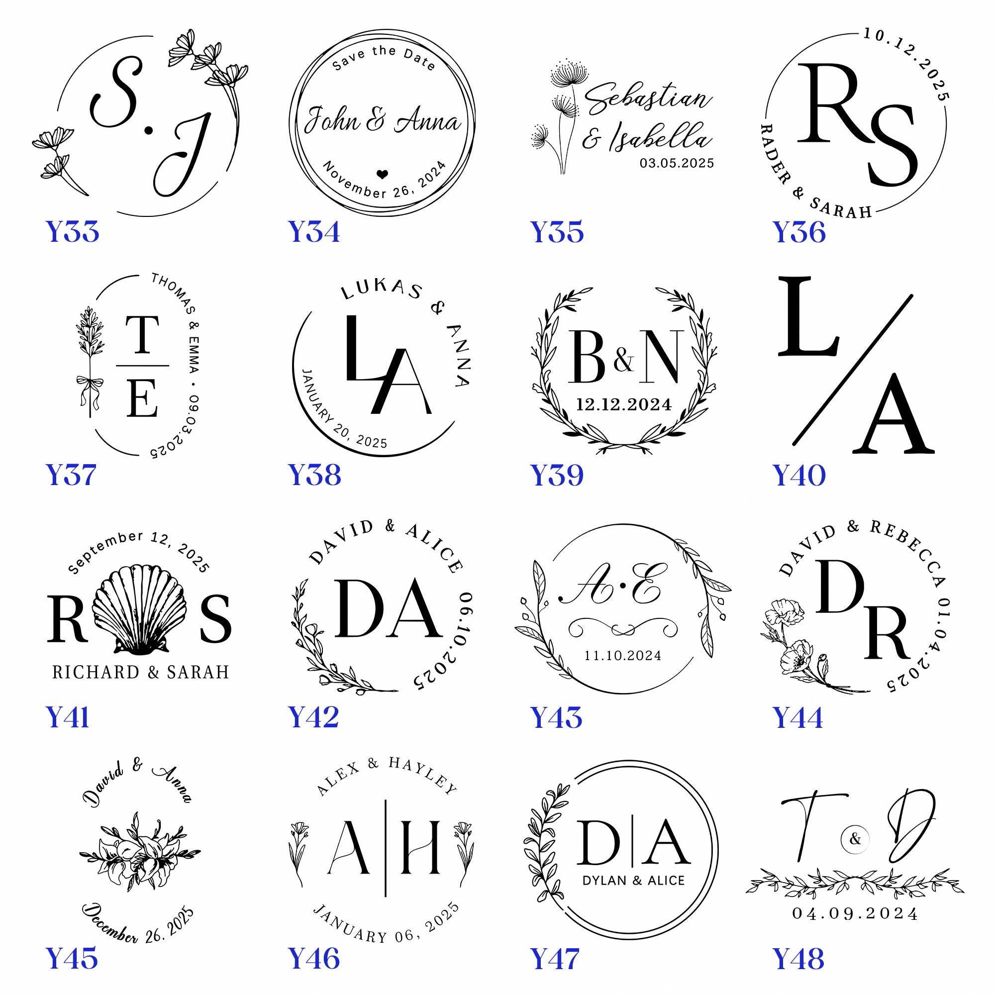 Monogram Embosser | 48 Designs | Custom your wedding embosser | Napkin Embosser | Envelope and Invitation Embosser