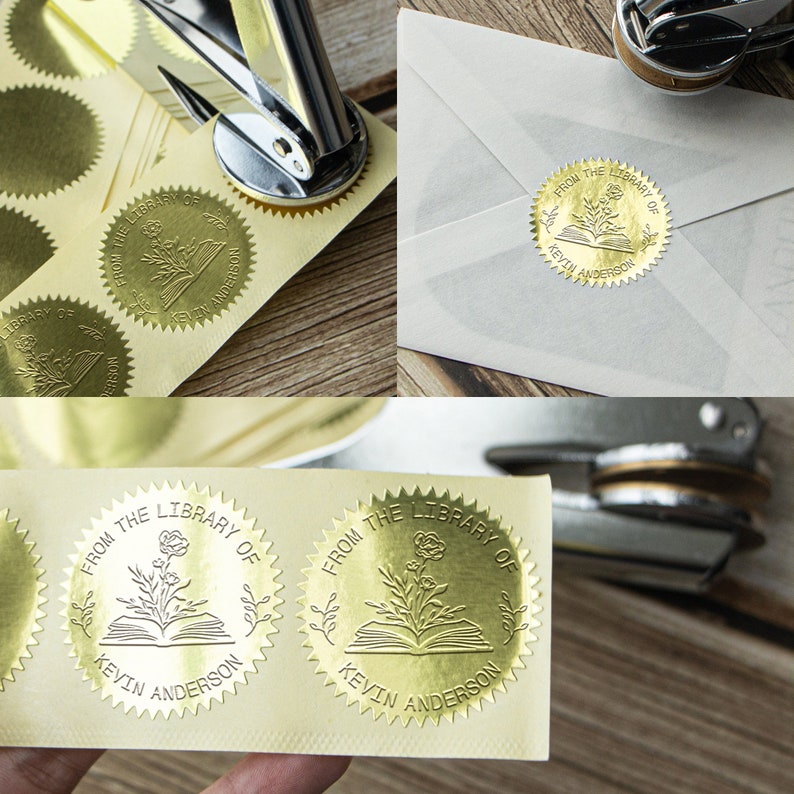 May include: Gold foil stickers with the text "From the Library of Kevin Anderson" and a graphic of a book with a flower growing from it.