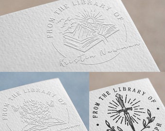 Custom Book Embosser, embosser Stamp, from the library of, Customize any logo,wedding embosser, personalized embosser, Book Lover Gift.