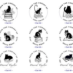 9 goffratori con motivo a gatto / Goffratori personalizzati / Regali per amanti dei gatti / Dalla biblioteca di gatti, fiori, api e libri