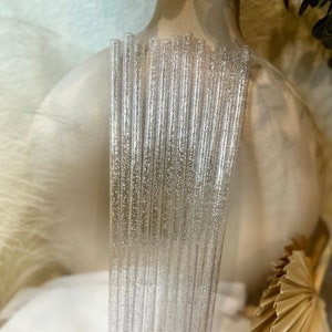 11&quot; Tumbler Replacement Straw Clear Glitter Straw Supply Reusable Straw 20 oz 30 oz  Tumbler Cup Accessories Sparkle Straw