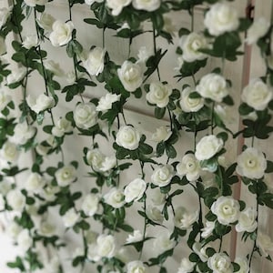 8.2 ft White Artificial Flower Garland Vine Flower Rose Garland Home Decor Flowers Wedding Decor Home Decoration Wall Flower Garland Roses