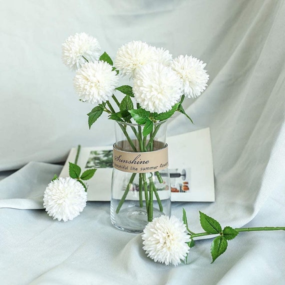 Artificial Faux Flower Ball Chrysanthemum Faux Wildflowers Ball Chrysanthemum Home Decor Silk Dandelion Faux Flower Fake Flower Arrangement