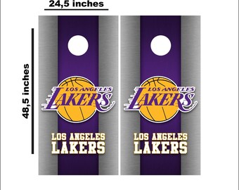 Los Angeles Lakers Cornhole Wraps - Decalcomanie Cornhole Set di due decalcomanie per giochi da tavolo Cornhole - Involucro in vinile - Set laminato #6