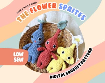 The Flower Sprites 3-in-1 Crochet Pattern: Medium difficulty Low-Sew Amigurumi Pixies (PDF Download)