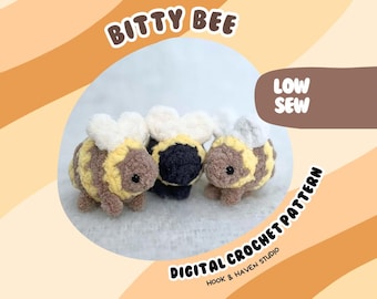 Bitty Bee Crochet Pattern: Low Sew Amigurumi (PDF Download)