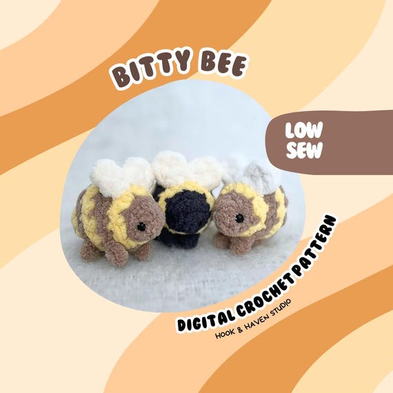 Bitty Bee Crochet Pattern: Low Sew Amigurumi (PDF Download)